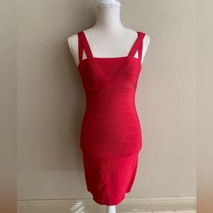 Herve Leger Red Bandage Dress Size S